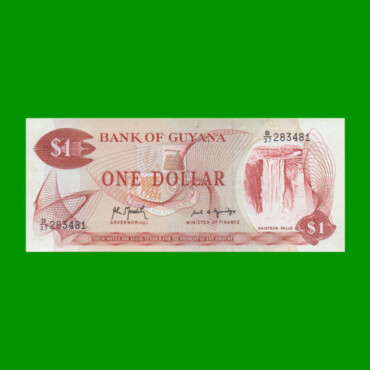 BILLETE DE GUYANA 1 DOLAR PICK 21g, AÑO 1992, ESTADO SIN CIRCULAR.-