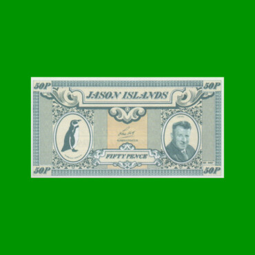 BILLETE DE ISLAS SEBALDES O SEBALDINAS (ISLAS JASON) 50 PENCE FANTASIA, AÑO 1970 ESTADO SIN CIRCULAR.-