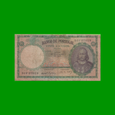 BILLETE DE PORTUGAL 20 ESCUDOS, PICK 153b, AÑO 1959 ESTADO BUENO.-