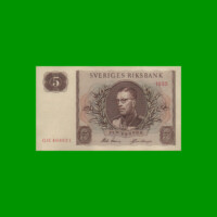 BILLETE DE SUECIA 5 KRONOR, PICK 42b AÑO 1955, ESTADO EXCELENTE- .-