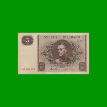 BILLETE DE SUECIA 5 KRONOR, PICK 42b AÑO 1955, ESTADO EXCELENTE- .-