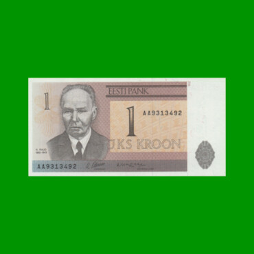 BILLETE DE ESTONIA 1 KROON, PICK 69a, AÑO 1992 ESTADO SIN CIRCULAR.-
