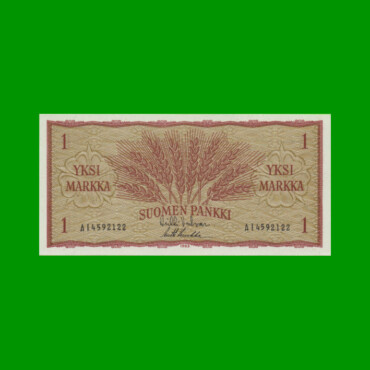 BILLETE DE FINLANDIA 1 MARKKA, PICK 98, AÑO 1963 ESTADO SIN CIRCULAR.-