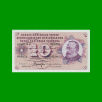 BILLETE DE SUIZA 10 FRANCOS, PICK 45u, AÑO 1977 ESTADO MUY BUENO+.-