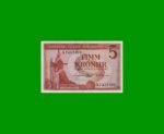 BILLETE DE ISLANDIA 5 KRONUR, PICK 37, AÑO 1957 ESTADO EXCELENTE.-