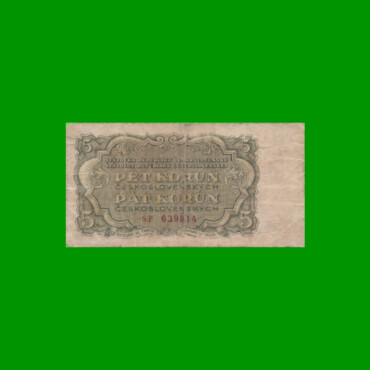 BILLETE DE CHECOSLOVAQUIA 5 KORUN, PICK 80b, AÑO 1953 ESTADO BUENO.-