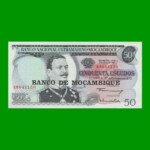 BILLETE DE MOZAMBIQUE 50 ESCUDOS RESELLADO, PICK 116, AÑO 1976 ESTADO SIN CIRCULAR.-
