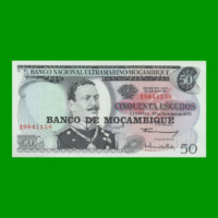 BILLETE DE MOZAMBIQUE 50 ESCUDOS RESELLADO, PICK 116, AÑO 1976 ESTADO SIN CIRCULAR.-