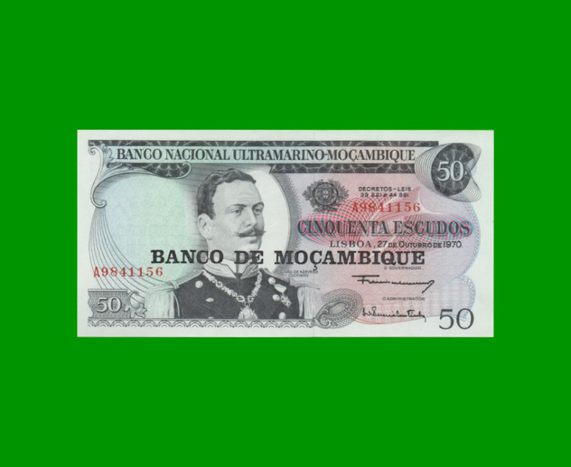 BILLETE DE MOZAMBIQUE 50 ESCUDOS RESELLADO, PICK 116, AÑO 1976 ESTADO SIN CIRCULAR.-