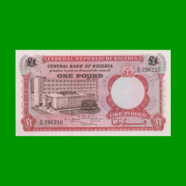 BILLETE DE NIGERIA 1 LIBRA, PICK 8, AÑO 1967 ESTADO SIN CIRCULAR.-