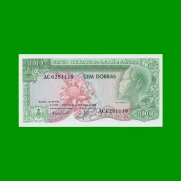 BILLETE DE SANTO TOME & PRINCIPE 100 DOBRAS, PICK 57, AÑO 1982, ESTADO SIN CIRCULAR.-