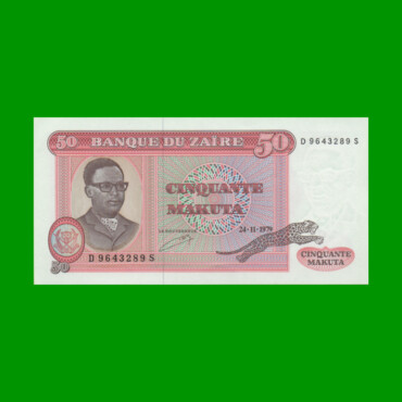 BILLETE DE ZAIRE 50 MAKUTA, PICK 17a, AÑO 1979, ESTADO SIN CIRCULAR.-
