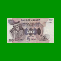 BILLETE DE UGANDA 20 SHILLINGS, PICK 7a, AÑO 1973 ESTADO MUY BUENO+ .-