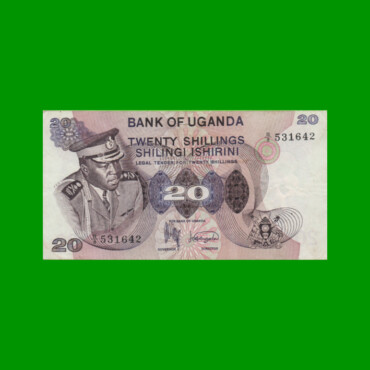 BILLETE DE UGANDA 20 SHILLINGS, PICK 7a, AÑO 1973 ESTADO MUY BUENO+ .-