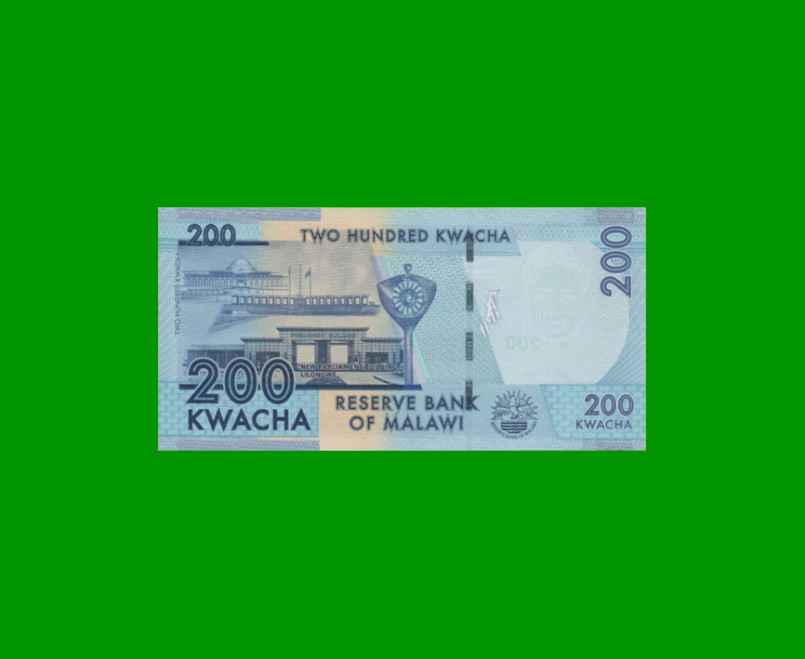 BILLETE DE MALAWI 200 KWACHA, PICK 60c, AÑO 2016 ESTADO SIN CIRCULAR.- - Imagen 2