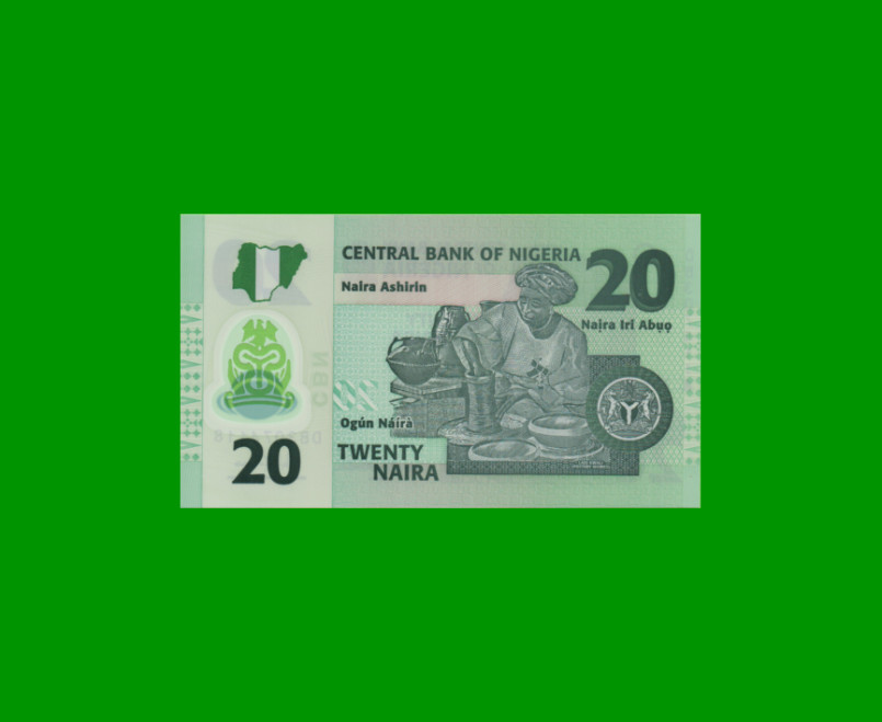 BILLETE DE NIGERIA 20 NAIRA, POLYMERO, PICK 34i AÑO 2016 ESTADO SIN CIRCULAR.- - Imagen 2