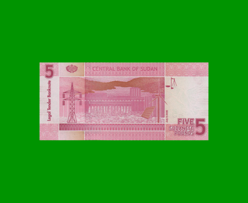 BILLETE DE SUDAN 5 LIBRAS, PICK 66, AÑO 2006 ESTADO SIN CIRCULAR.- - Imagen 2