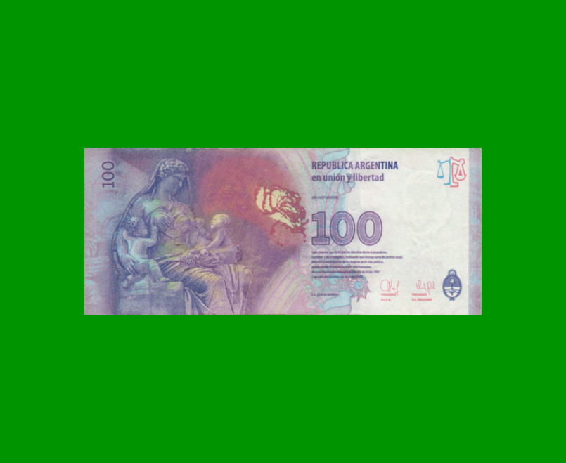 REPOSICION BILLETE CONVERTIBLE TERCER DISEÑO $ 100,00, BOT 4321, ESTADO EXCELENTE.- - Imagen 2