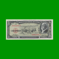 BILLETE DE CUBA $5,00 PICK 91a, AÑO 1958, ESTADO MUY BUENO+.-