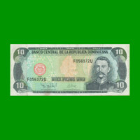 BILLETE DE REPUBLICA DOMINICANA $10,00 ORO PICK 153, AÑO 1997 ESTADO MUY BUENO+.-