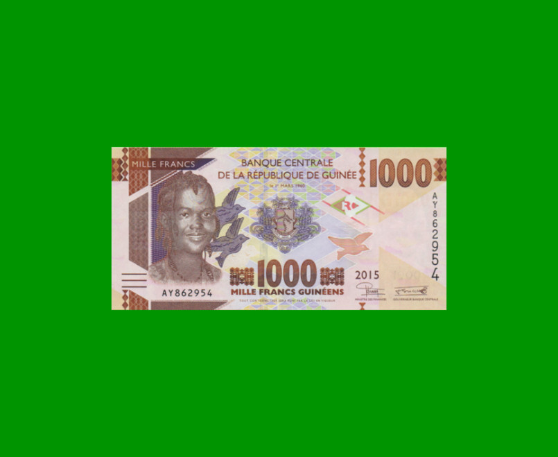 BILLETE DE GUINEA 1.000 FRANCOS, PICK 48 AÑO 2015 ESTADO SIN CIRCULAR.-