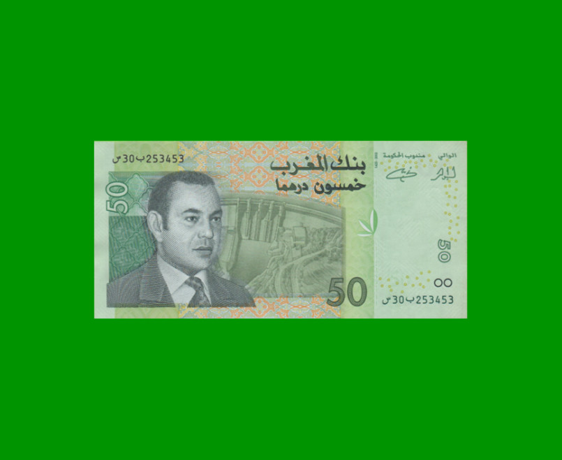 BILLETE DE MARRUECOS 50 DIRHAMS, PICK 69, AÑO 2002, ESTADO EXCELENTE.-