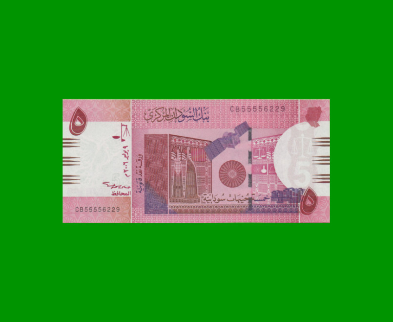 BILLETE DE SUDAN 5 LIBRAS, PICK 66, AÑO 2006 ESTADO SIN CIRCULAR.-