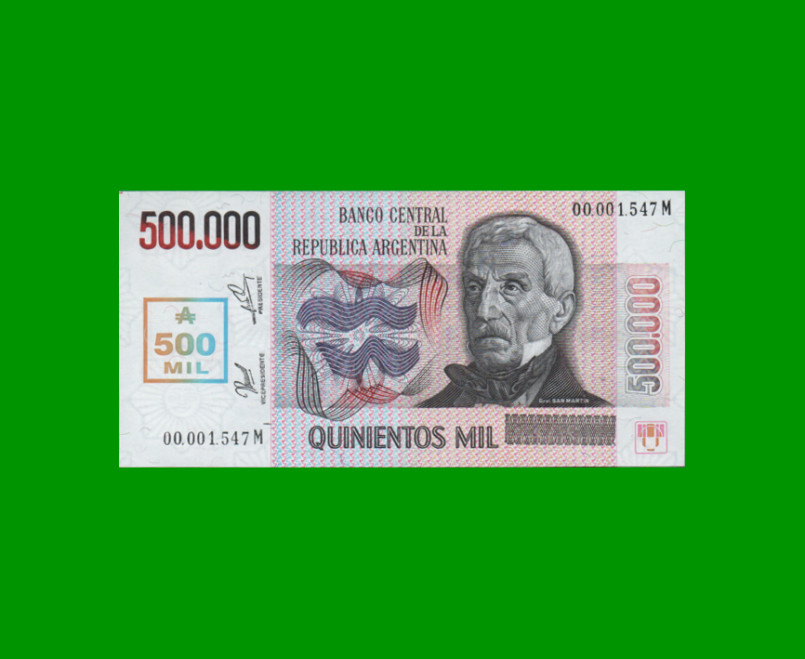 AUSTRALES TRANSITORIOS $500.000,00, BOT 2897, AÑO 1990, ESTADO SIN CIRCULAR, (Numero Bajo).-