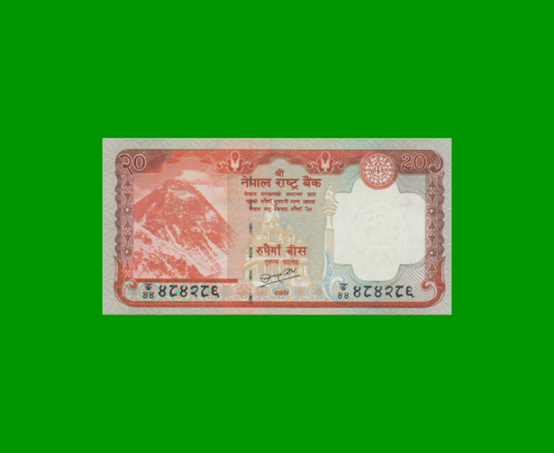 BILLETE DE NEPAL 20 RUPIAS, PICK 62b, AÑO (2010) ESTADO SIN CIRCULAR.-