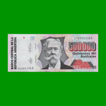BILLETE DE AUSTRALES, 500.000 AUSTRALES, BOT 2902, AÑO 1991, ESTADO EXCELENTE.-