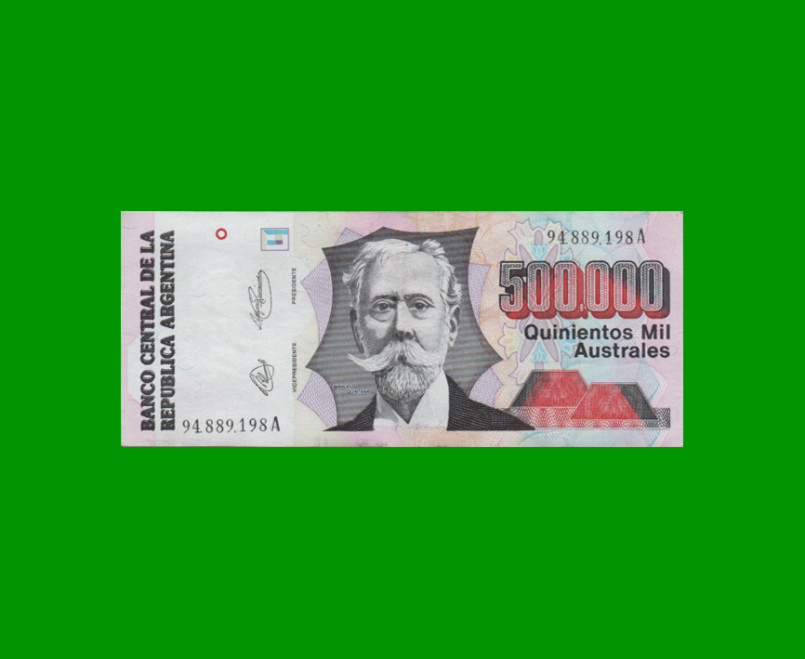 BILLETE DE AUSTRALES, 500.000 AUSTRALES, BOT 2902, AÑO 1991, ESTADO EXCELENTE.-