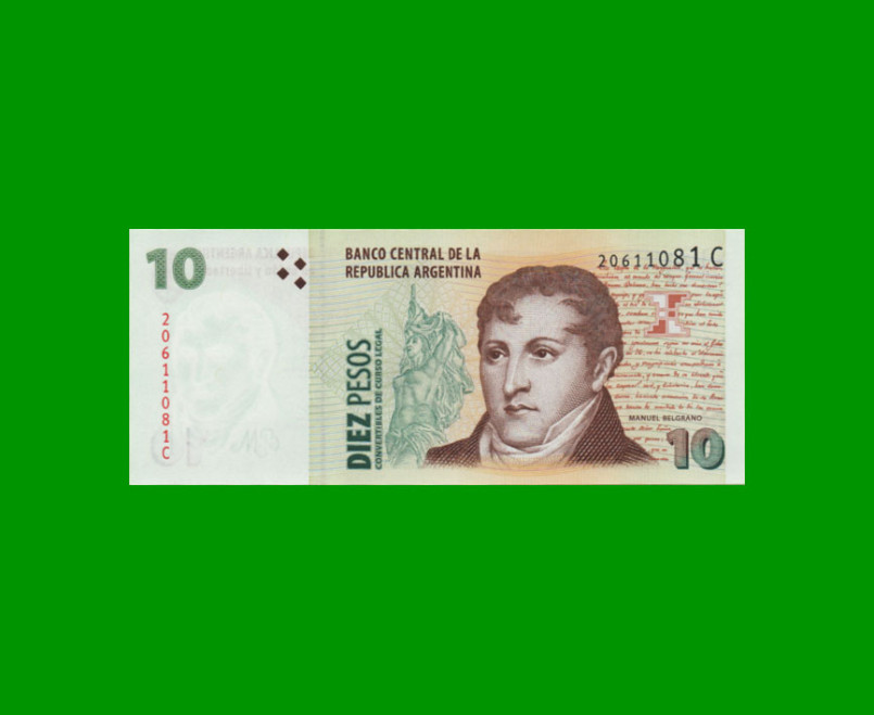 PESOS CONVERTIBLES 2do DISEÑO $10,00, BOT 3405, AÑO 2000, ESTADO SIN CIRCULAR.-