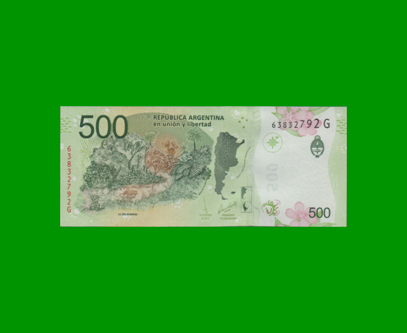 PESOS 3er DISEÑO $500,00, BOT 5809, AÑO 2018, ESTADO SIN CIRCULAR.- - Imagen 2