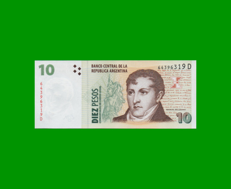 PESOS CONVERTIBLES 2do DISEÑO $10,00, BOT 3409, AÑO 2001, ESTADO SIN CIRCULAR.-