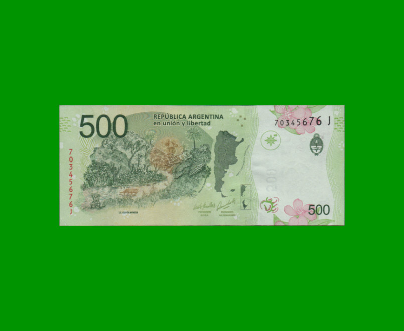 PESOS 3er DISEÑO $500,00, BOT 5814, AÑO 2019, ESTADO SIN CIRCULAR.- - Imagen 2