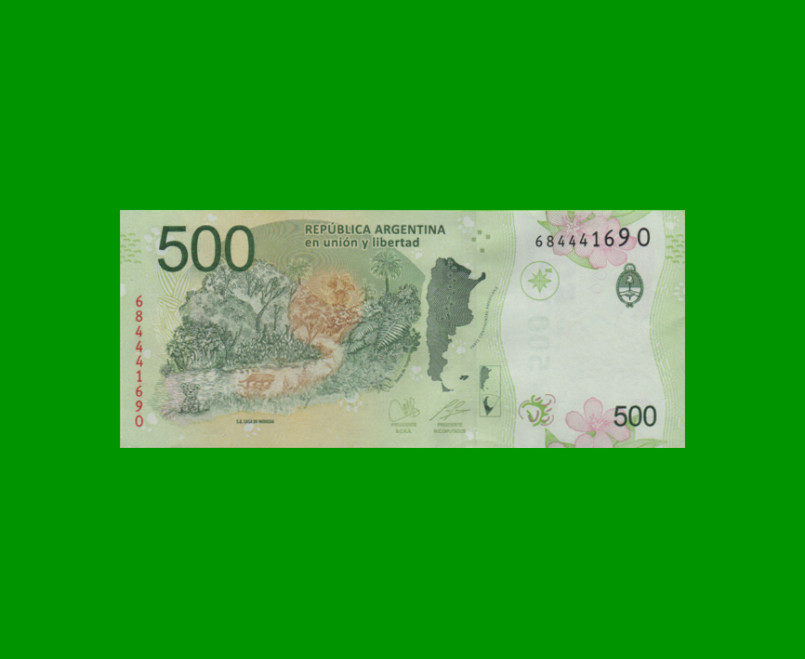 PESOS 3er DISEÑO $500,00, COL NEW, SERIE O, ESTADO SIN CIRCULAR.- - Imagen 2