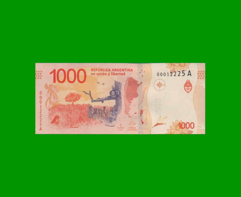 PESOS 3er DISEÑO $1.000,00, BOT 6001, AÑO 2017, SERIE A, ESTADO EXCELENTE+.- - Imagen 2