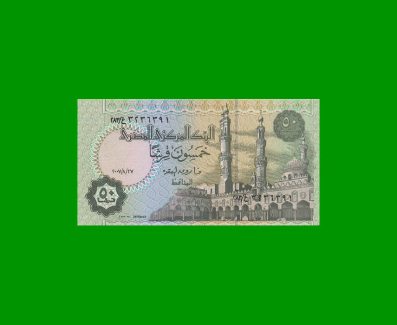 BILLETE DE EGIPTO 50 PIASTRES, PICK 62, ESTADO SIN CIRCULAR.-