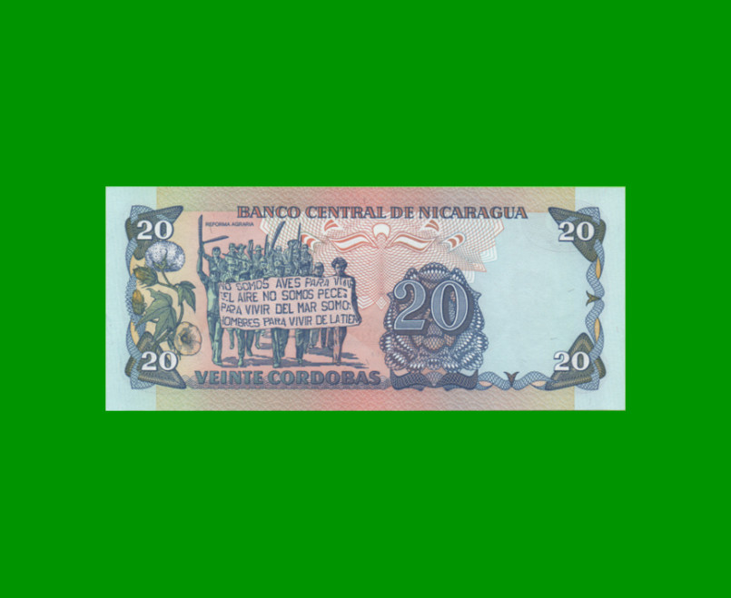 BILLETE DE NICARAGUA 20 CORDOBAS, PICK 152, ESTADO SIN CIRCULAR.- - Imagen 2