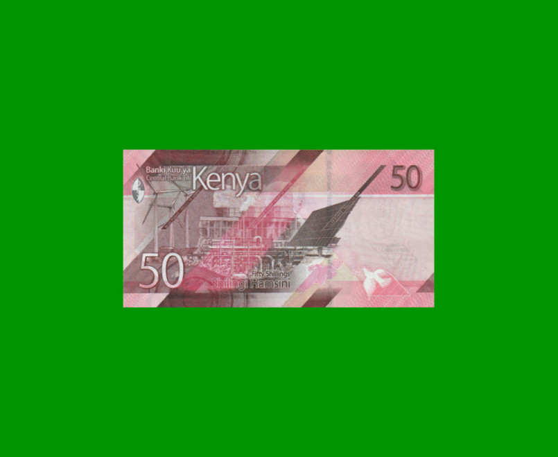 BILLETE DE KENYA 50 SHILINGI,  PICK 52, AÑO 2019 ESTADO SIN CIRCULAR.- - Imagen 2