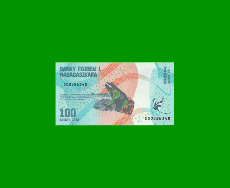 BILLETE DE MADAGASCAR 100 ARIARY, PICK 97, AÑO 2017 ESTADO SIN CIRCULAR.- - Imagen 2