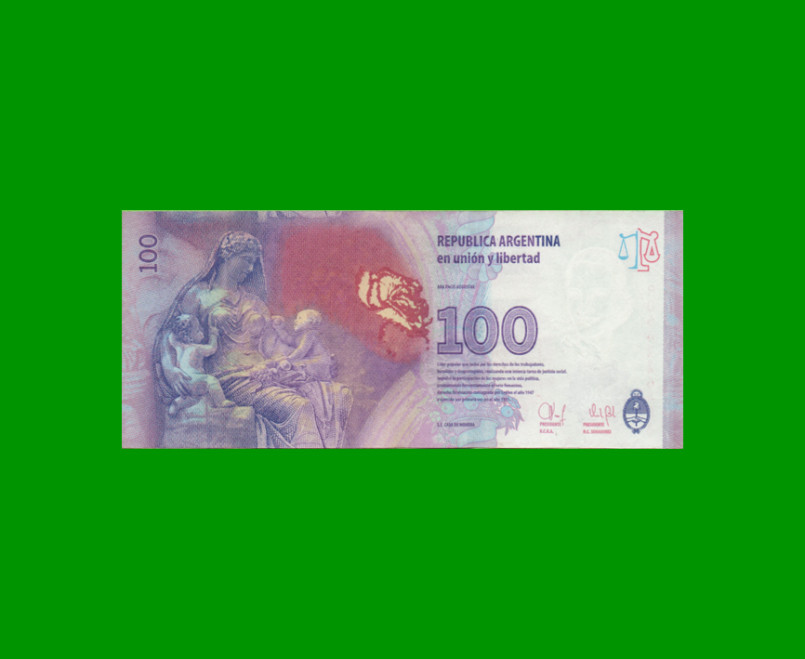 REPOSICION BILLETE CONVERTIBLE TERCER DISEÑO $ 100,00, BOT 4321, ESTADO EXCELENTE+ .- - Imagen 2