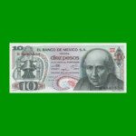 BILLETE DE MEXICO $10,00 PICK 63h, AÑO 1975, ESTADO SIN CIRCULAR.-