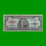 BILLETE DE CUBA $5,00 PICK 92a, AÑO 1960, ESTADO MUY BUENO.-