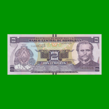 BILLETE DE HONDURAS 2 LEMPIRAS, PICK 97, AÑO 2012 ESTADO SIN CIRCULAR.-