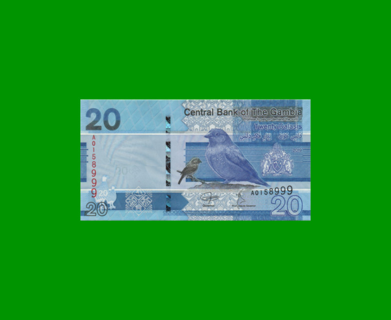 BILLETE DE GAMBIA 20 DALASIS, PICK 39, AÑO 2019 ESTADO SIN CIRCULAR.-