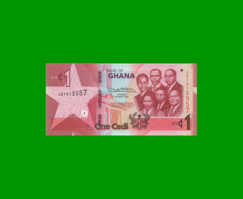 BILLETE DE GHANA 1 CEDI,  PICK 45, AÑO 2019 ESTADO SIN CIRCULAR.-