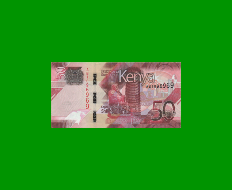 BILLETE DE KENYA 50 SHILINGI,  PICK 52, AÑO 2019 ESTADO SIN CIRCULAR.-