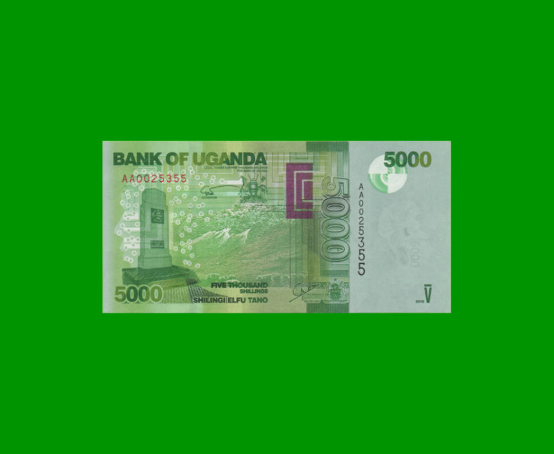 BILLETE DE UGANDA 5.000 SHILLINGS, PICK 51a, AÑO 2010 ESTADO SIN CIRCULAR.-