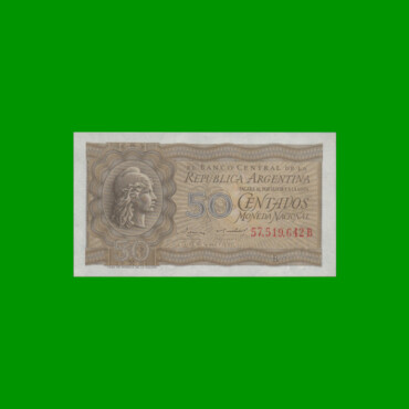 MONEDA NACIONAL 0,50 CTVOS, BOT 1906, AÑO 1955, ESTADO EXCELENTE+ .-
